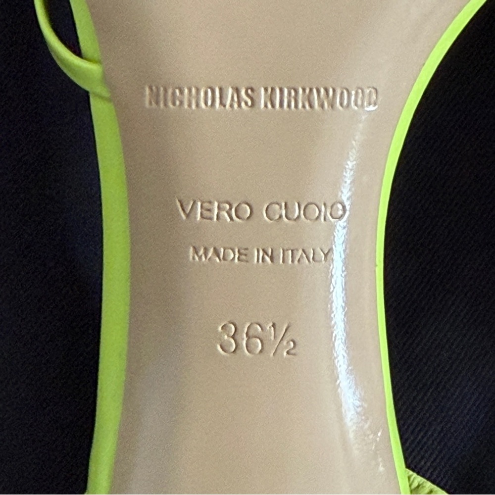Nicholas Kirkwood Vibrant Citrus Yellow Lime Women 36.5 Italy Stiletto Strappy - Picture 4 of 12